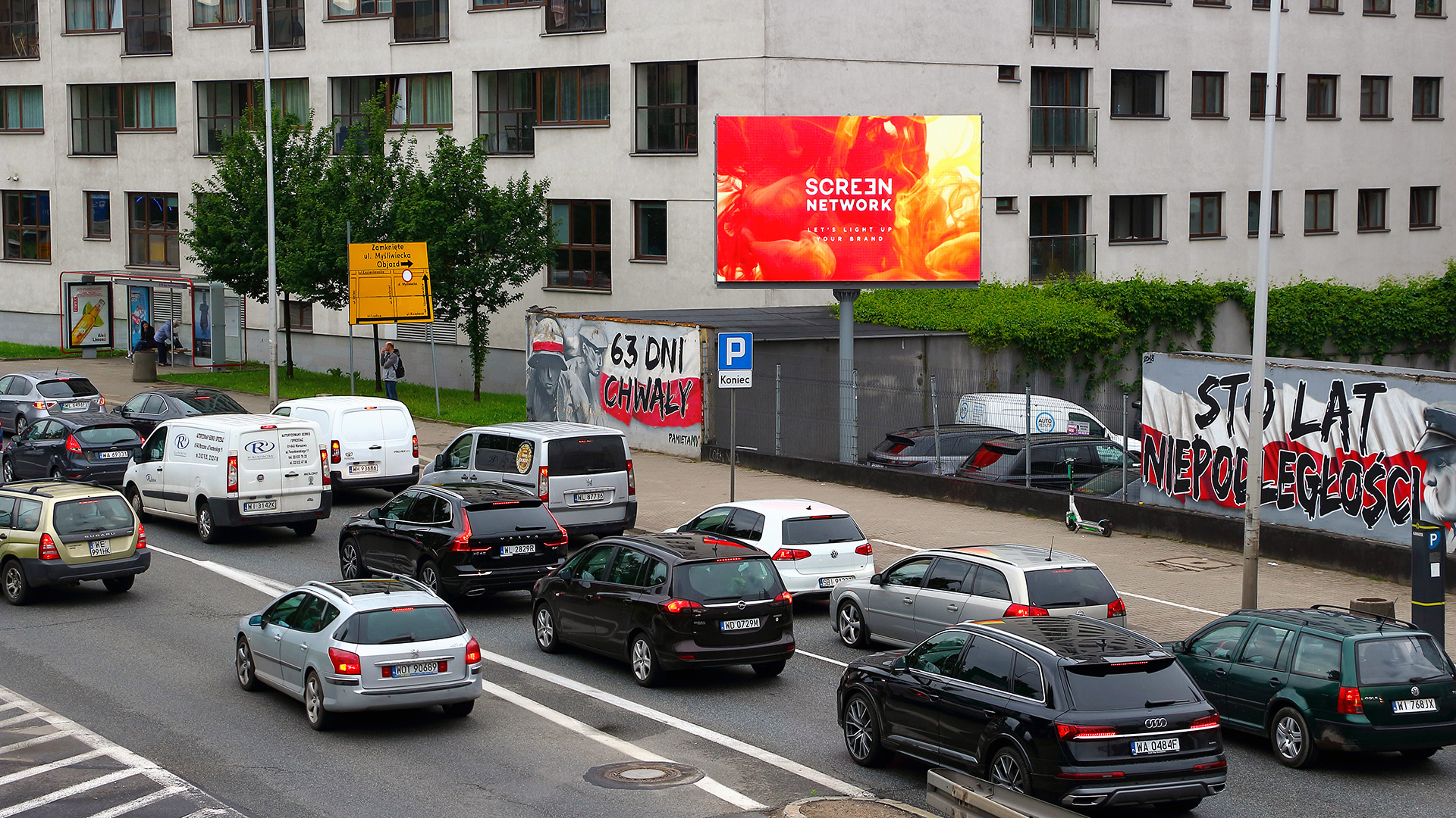 Reklama na telebimach Warszawa Wisłostrada 3 Maja ekran LED