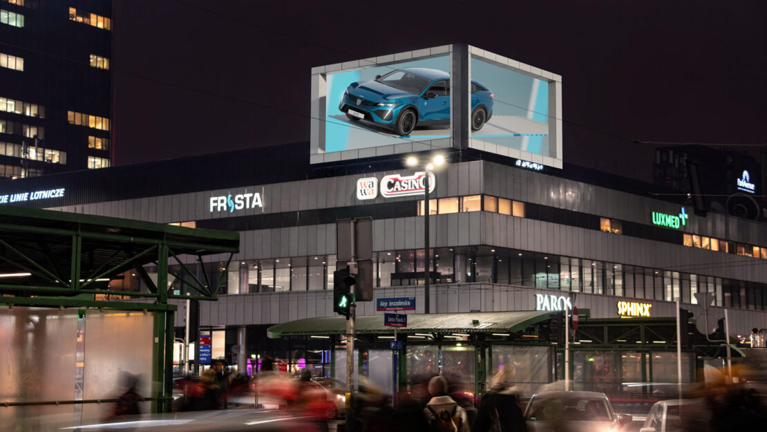 PEUGEOT 408 billboard 3D - trójwymiarowa reklama w Warszawie